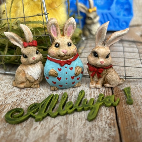 Forma silikonowa Mila Project Zajączki i napis Alleluja “Alleluja Bunnies” [FMP132]
