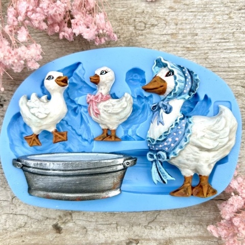 Forma silikonowa Mila Project Wielkanocne Bajkowe gąski i wanienka „ Geese with Tin Bath” [FMP107]