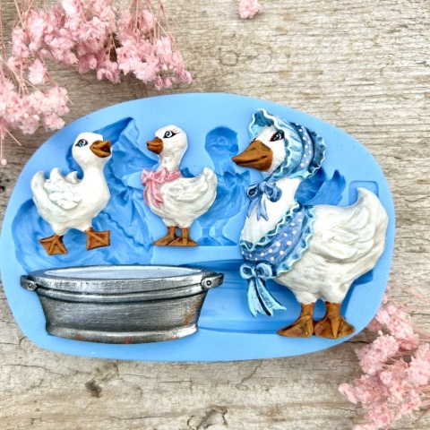 Forma silikonowa Mila Project Wielkanocne Bajkowe gąski i wanienka „ Geese with Tin Bath” [FMP107]