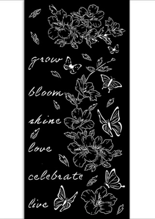 Szablon zmywalny Stamperia 3D 12x25cm Secret diary kwiaty i motyle KSTDL94