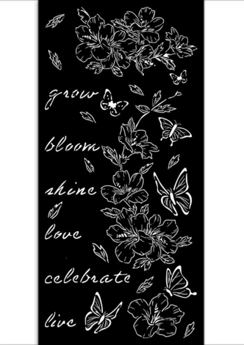 Szablon zmywalny Stamperia 3D 12x25cm Secret diary kwiaty i motyle KSTDL94
