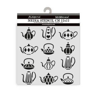 Szablon zmywalny Stamperia 3D 12x12cm Alice in chrismas filiżanki KSTDS56