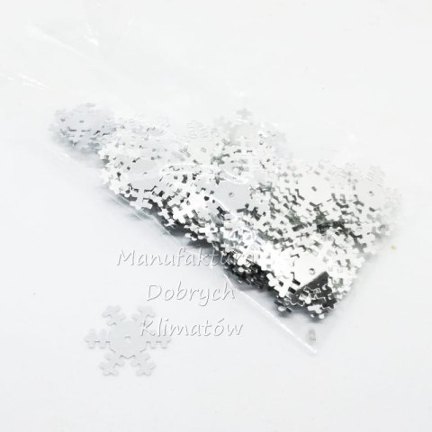 Cekiny śnieżynki duże -srebrne