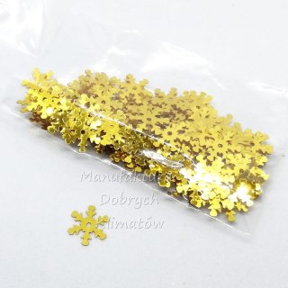Cekiny śnieżynki małe 12mm - złote