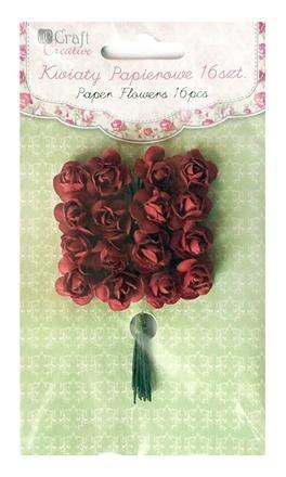 DPcraft KWIATY PAPIEROWE 2 CM, 16 SZT, RÓŻE - HOT RED [CEKP-010]