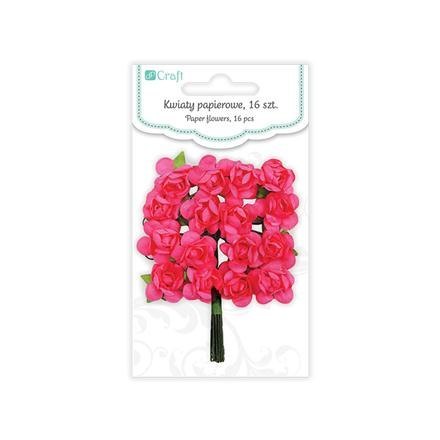 DPcraft KWIATY PAPIEROWE 2 CM, 16 SZT, RÓŻE - PEONY PINK[CEKP-019]
