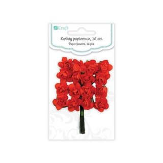 DPcraft KWIATY PAPIEROWE 2 CM, 16 SZT, RÓŻE - SPICE RED[CEKP-018]