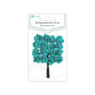 DPcraft KWIATY PAPIEROWE 2 CM, 16 SZT, RÓŻE - TURQUOISE[CEKP-023]