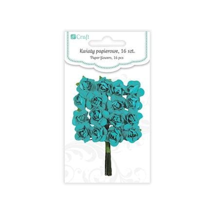 DPcraft KWIATY PAPIEROWE 2 CM, 16 SZT, RÓŻE - TURQUOISE[CEKP-023]
