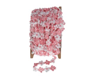 Koronka biało-różowa 10y szerokość 15mm - KR148