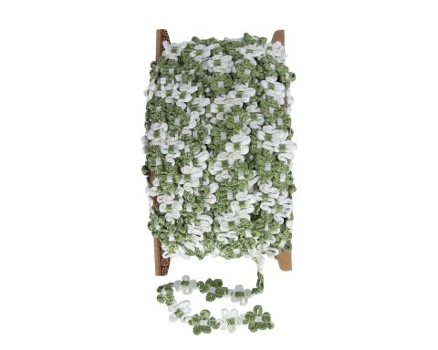 Koronka biało-zielona 10y szerokość 15mm - KR151