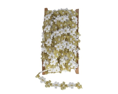 Koronka biało-złota 10y szerokość 15mm - KR160