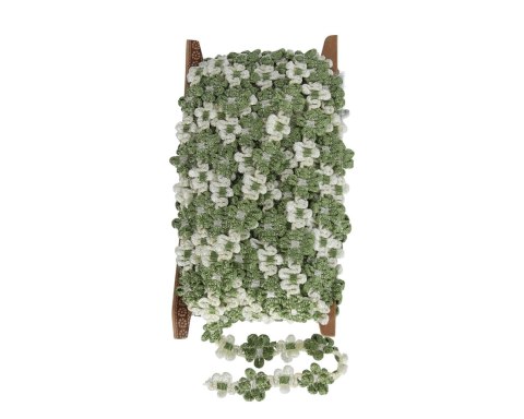 Koronka ecru-zielona 10y szerokość 15mm - KR158