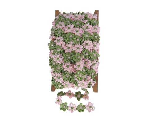 Koronka różowo-zielona 10y szerokość 15mm - KR156