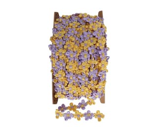 Koronka żółto filetowa 10y szerokość 15mm - KR154