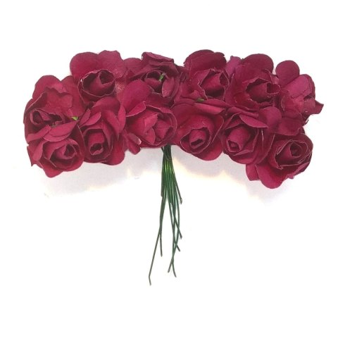 MDK różyczki papierowe 12szt czerwone wino [367]