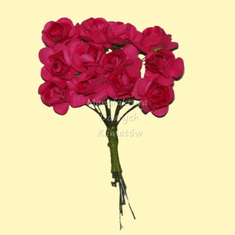 MDK różyczki papierowe 12szt fuksja (06)