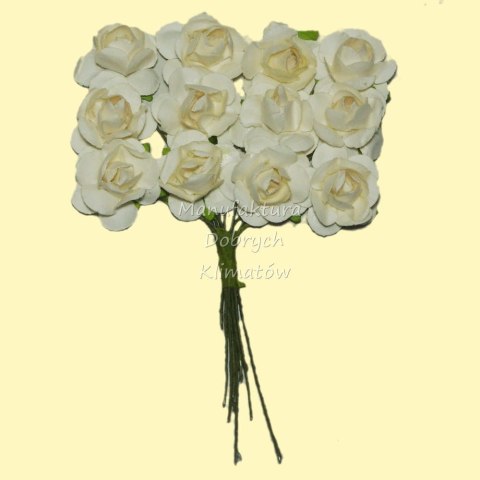 MDK różyczki papierowe 12szt kremowe (02)