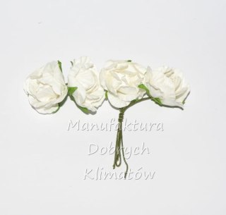 MDK różyczki papierowe 3 białe 30x18mm - 4szt (3922)