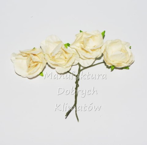 MDK różyczki papierowe 3 kremowe 30x18mm - 4szt (3923)