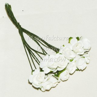 MDK różyczki papierowe mini 4 białe 15x8mm - 12szt (3928)