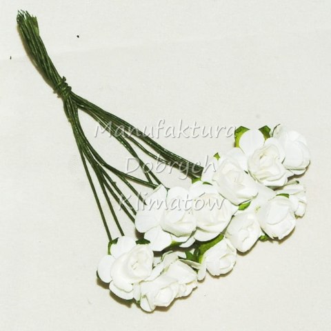 MDK różyczki papierowe mini 4 białe 15x8mm - 12szt (3928)