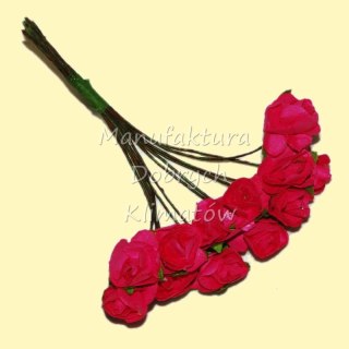 MDK różyczki papierowe mini 4 fuksja 15x8mm - 12szt (3931)