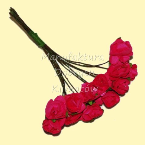 MDK różyczki papierowe mini 4 fuksja 15x8mm - 12szt (3931)