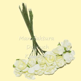 MDK różyczki papierowe mini 4 jasnożółte 15x8mm - 12szt (3929)