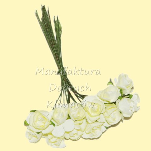 MDK różyczki papierowe mini 4 jasnożółte 15x8mm - 12szt (3929)