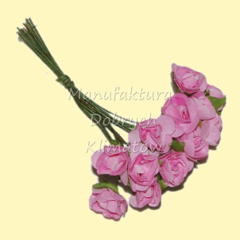 MDK różyczki papierowe mini 4 różowe 15x8mm - 12szt (3930)