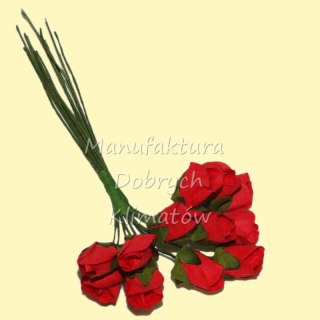 MDK różyczki papierowe pąki 5 czerwone 10x15mm - 12szt (3935)