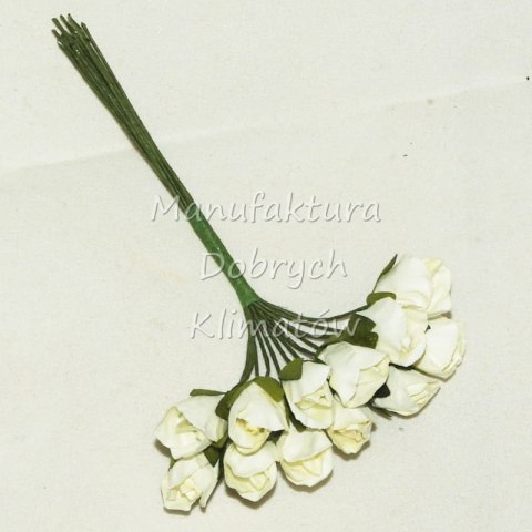 MDK różyczki papierowe pąki 5 ecrue 10x15mm - 12szt (3934)