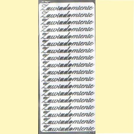 Naklejki samoprzylepne ZAWIADOMIENIE DUŻE srebrne 3002S