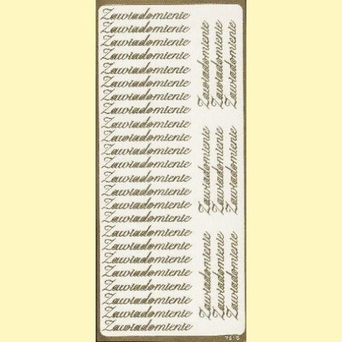 Naklejki samoprzylepne ZAWIADOMIENIE złote 7913Z