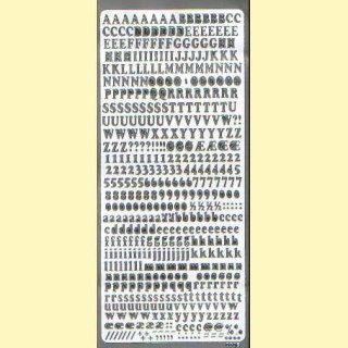 Naklejki samoprzylepne literki i cyferki srebrne 10x23cm 0005S