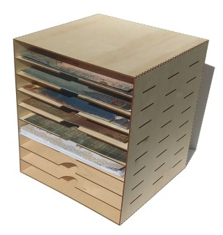 Regał na papiery scrapbookingowe ok. 36x33x33 - 8 półek - sklejka 3mm [1356] - Osobna wysyłka!