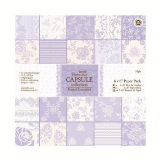 DP Craft ZESTAW PAPIERÓW 15,2 X 15,2 CM - PAPERMANIA - CAPSULE FRENCH LAVENDER (32 KARTKI)
