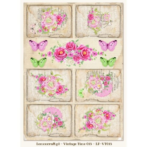 Lemoncraft Papier ozdobny do scrapbookingu A4- Vintage Time 015 LP-VT015