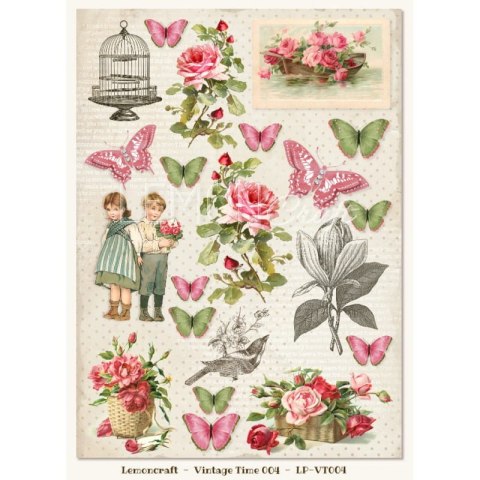 Lemoncraft Papier ozdobny do scrapbookingu A4- Vintage Time 04 LP-VT004