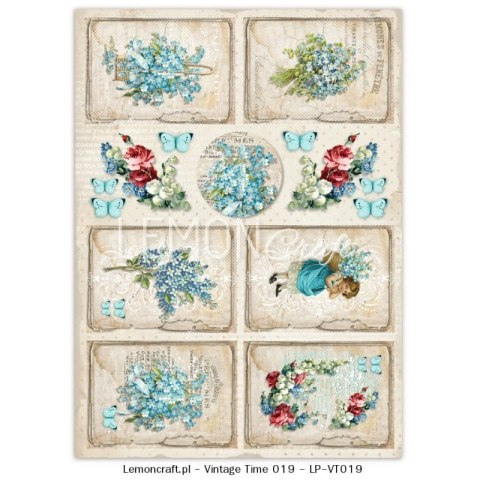 Lemoncraft Papier ozdobny do scrapbookingu A4- Vintage Time 19 LP-VT019