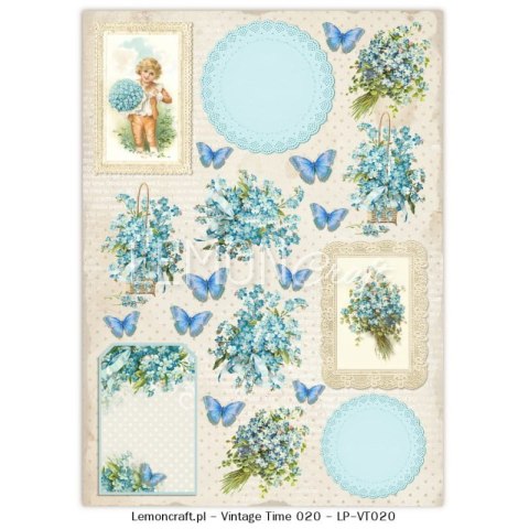 Lemoncraft Papier ozdobny do scrapbookingu A4- Vintage Time 20 LP-VT020
