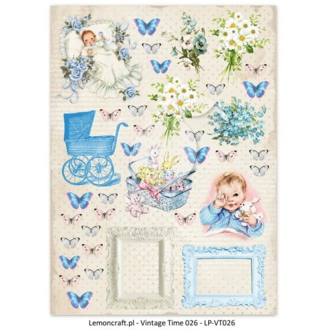 Lemoncraft Papier ozdobny do scrapbookingu A4- Vintage Time 26 LP-VT026