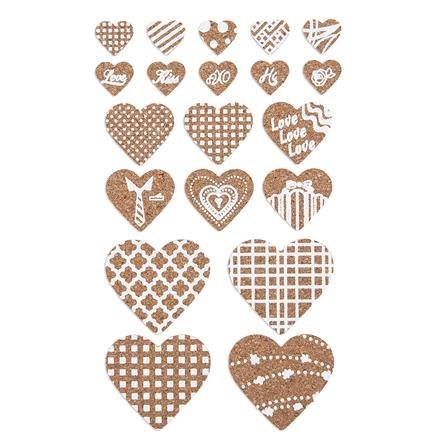 Naklejki korkowe - serca 20szt - DPKR-001