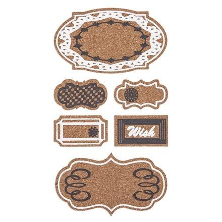 Naklejki korkowe - tagi 6szt - DPKR-002