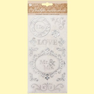 Naklejki samoprzylepne ślubne srebrne NAK15