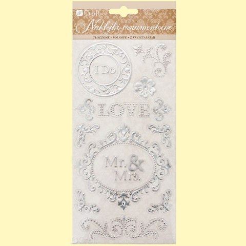 Naklejki samoprzylepne ślubne srebrne NAK15