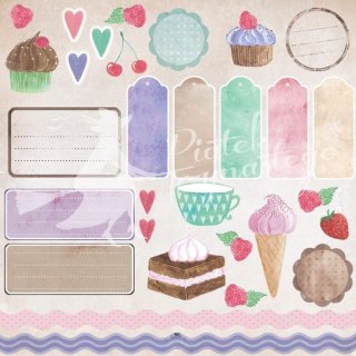 Papier do scrapbookingu 30x30cm Piątek Trzynastego Jest Pysznie - Elementy