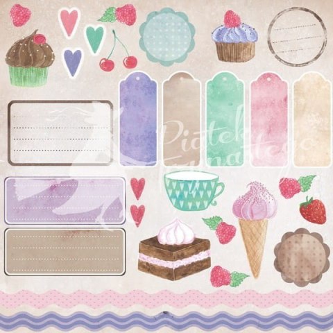 Papier do scrapbookingu 30x30cm Piątek Trzynastego Jest Pysznie - Elementy