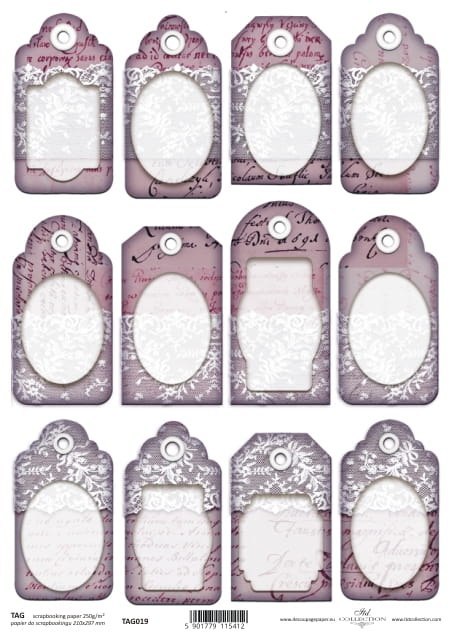 Papier do scrapbookingu A4 ITD TAG019